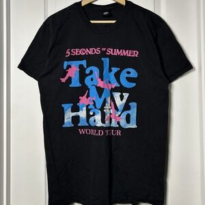 5‎ Seconds of Summer Take My Hand World Tour Black Graphic Band Merch T-Shirt